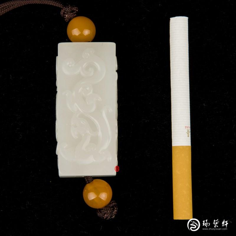 【琢藝軒】新疆和田玉白玉籽玉把件  四方神獸玉勒子  55克
