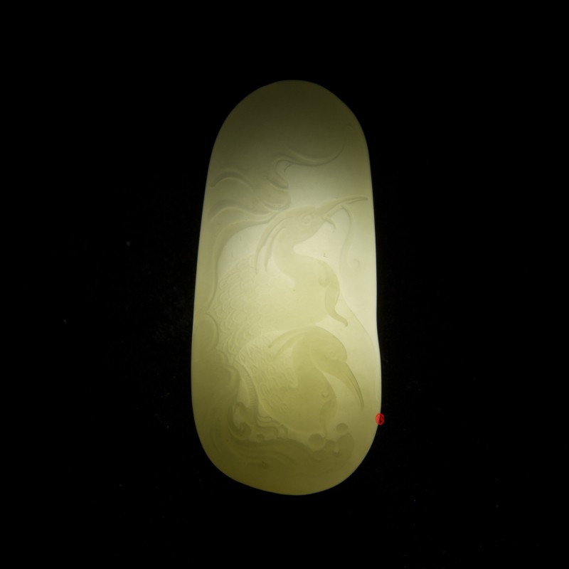 【琢艺轩】新疆和田玉黄皮白玉籽玉挂件 路路有福 25克