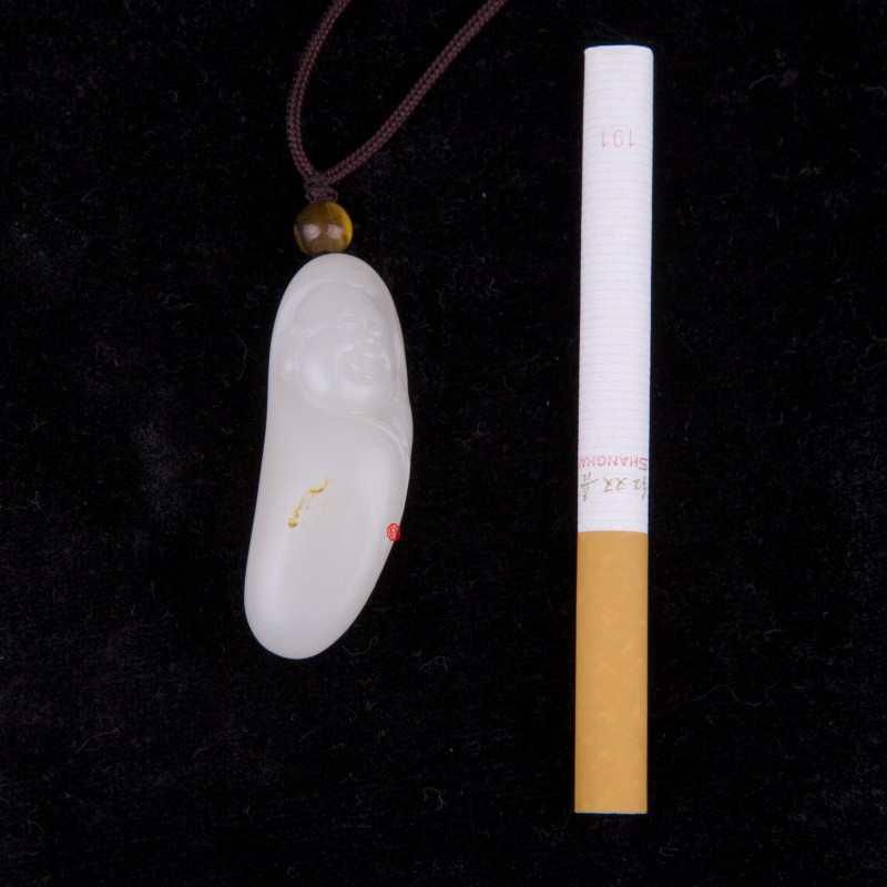 【琢藝軒】新疆和田玉灑金皮羊脂白玉籽玉 彌勒佛