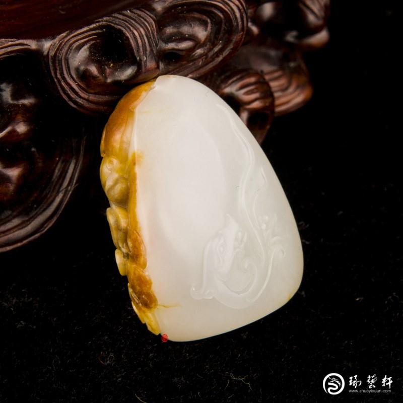【琢藝軒】新疆和田玉黃沁白玉籽玉掛件（獨籽）羅漢 21克