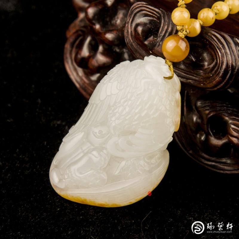 【琢藝軒】黃楊洪作品 新疆和田玉紅皮羊脂白玉籽玉 掛件 龜鶴延年  22克
