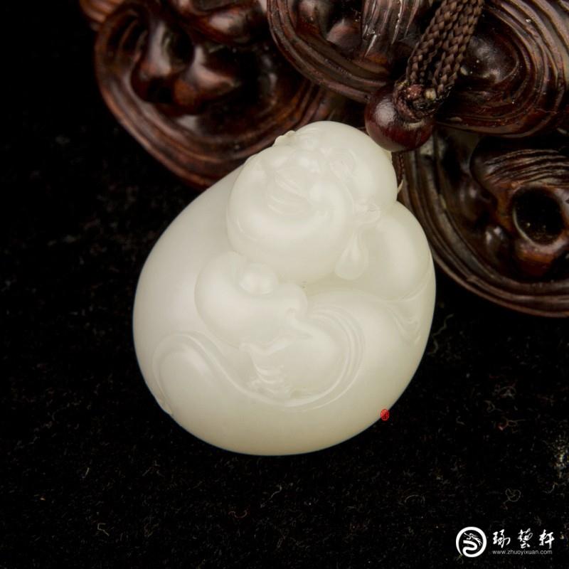 【琢藝軒】新疆和田玉秋梨皮羊脂白玉籽玉 彌勒佛