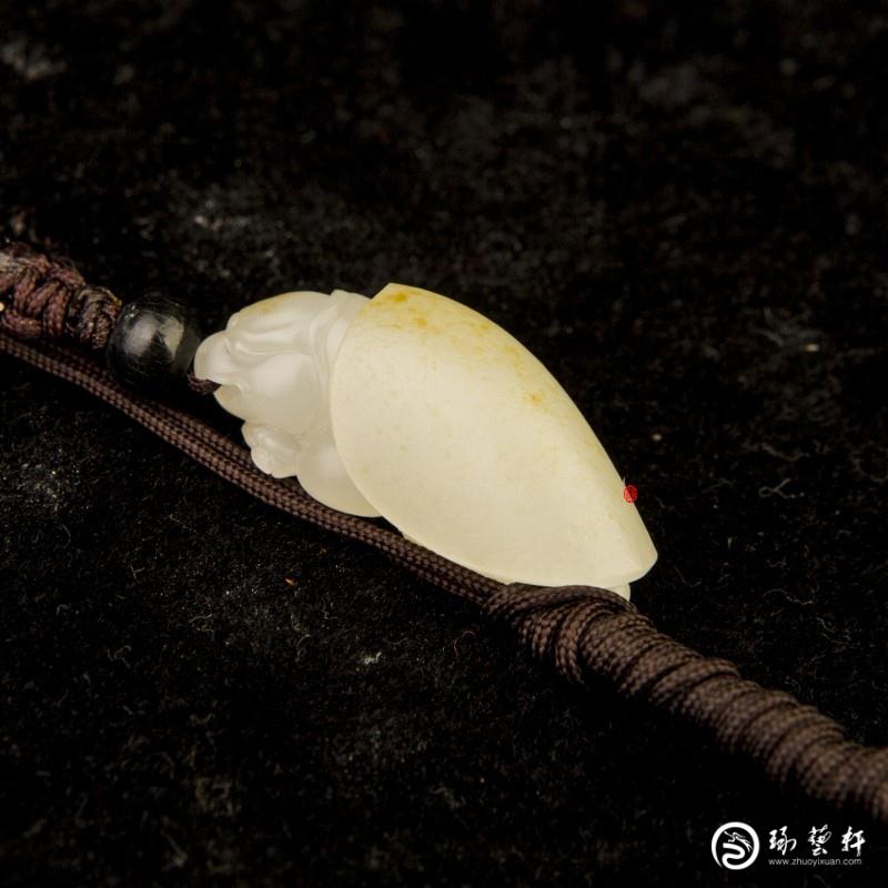 【琢艺轩】新疆和田玉黄皮一级白玉籽玉挂件  龙龟  8克