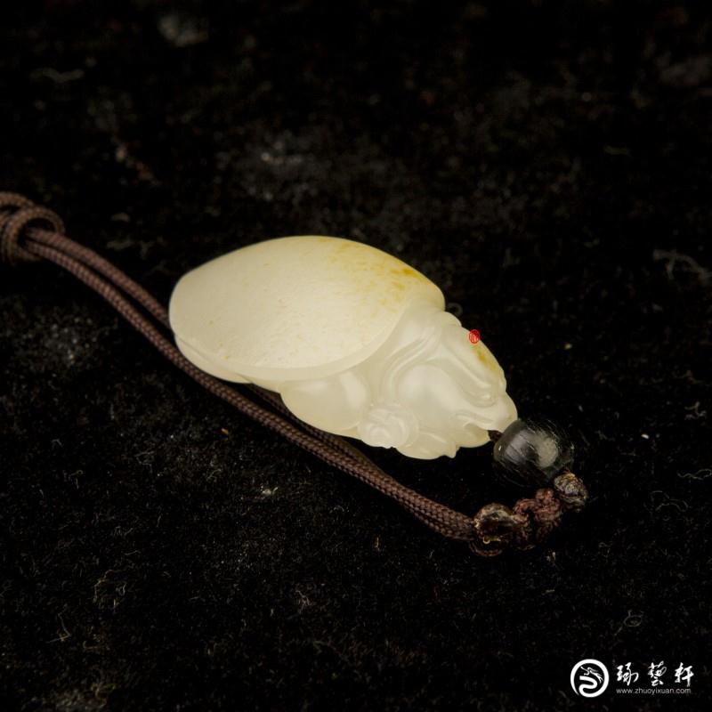 【琢艺轩】新疆和田玉黄皮一级白玉籽玉挂件  龙龟  8克