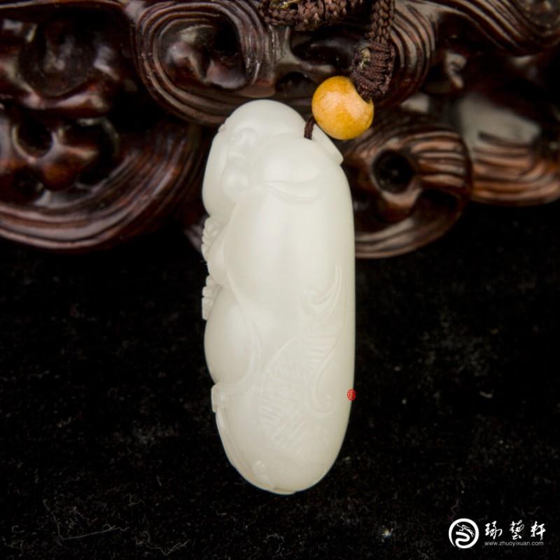【琢藝軒】新疆和田玉紅皮羊脂白玉籽玉 彌勒佛