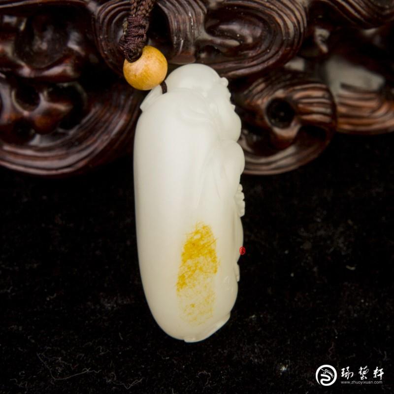 【琢藝軒】新疆和田玉紅皮羊脂白玉籽玉 彌勒佛