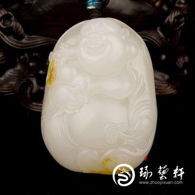 穆宇静作品 新疆和田玉黄皮羊脂白玉籽玉 佛引福来