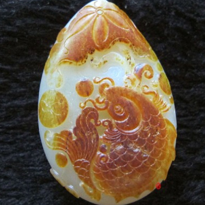 新疆和田黄皮沁色籽玉 年年有余