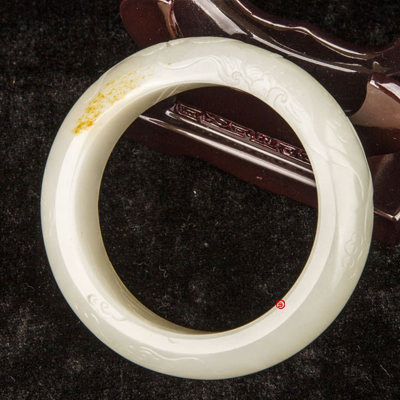 新疆和田玉红皮一级白玉籽玉 五福临门手镯