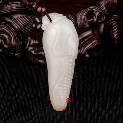 新疆和田玉红皮一级白玉籽玉挂件 多子多福