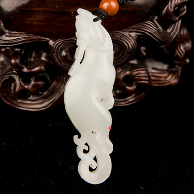 新疆和田玉黄皮羊脂白玉籽玉 挂件 小飞兽