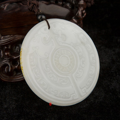 新疆和田玉红皮羊脂白玉籽玉玉牌 祥韵汉风