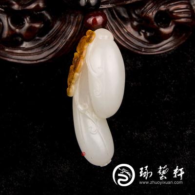 新疆和田玉红皮羊脂白玉籽玉挂件 四季有福