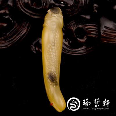 新疆和田玉黄沁黑皮籽玉挂件 金玉满堂 8克