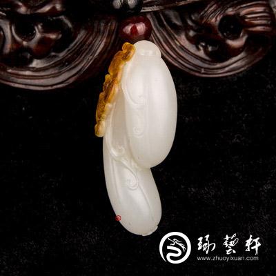 新疆和田玉红皮羊脂白玉籽玉挂件 四季有福 5克