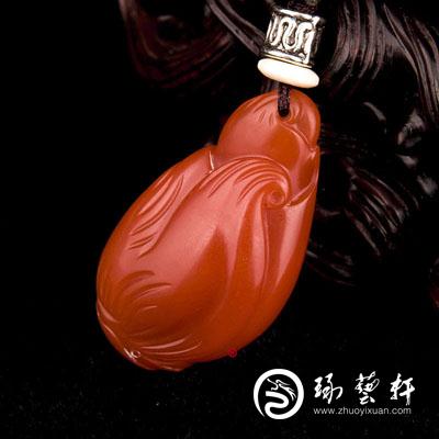 四川凉山南红玛瑙柿子红挂件 节节高 8克