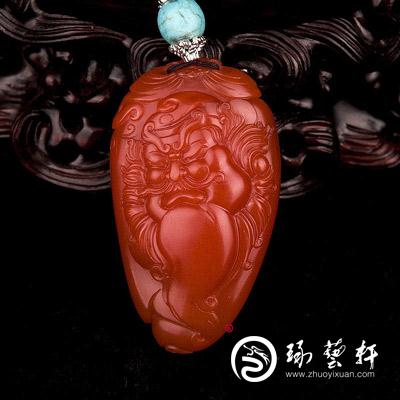 穆宇静 四川凉山南红玛瑙柿子红把件 钟馗 27克