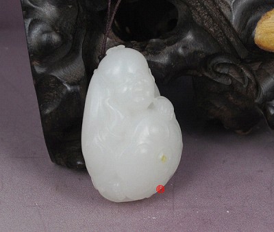 【琢藝軒】新疆和田玉黃皮一級(jí)白玉籽玉 連生貴子