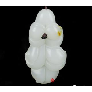 新疆和田玉黃皮一級白玉籽玉 蘭花