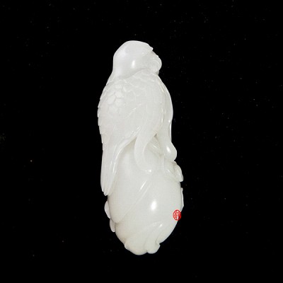【琢藝軒】新疆和田玉灑金皮白玉籽玉把件 （獨籽） 一世英武 98克