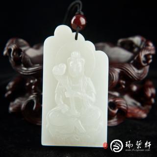新疆和田玉黃皮白玉籽玉玉牌 普賢菩薩 50克