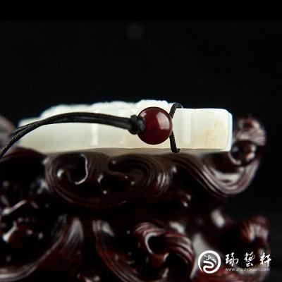 【琢藝軒】新疆和田玉黃皮白玉籽玉玉牌 普賢菩薩 50克