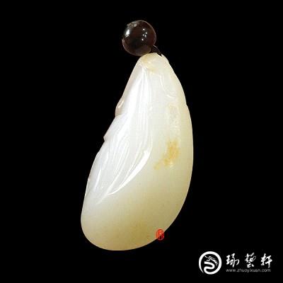 【琢艺轩】新疆和田玉黄皮羊脂白玉籽玉挂件 （独籽）  客户定制   45克