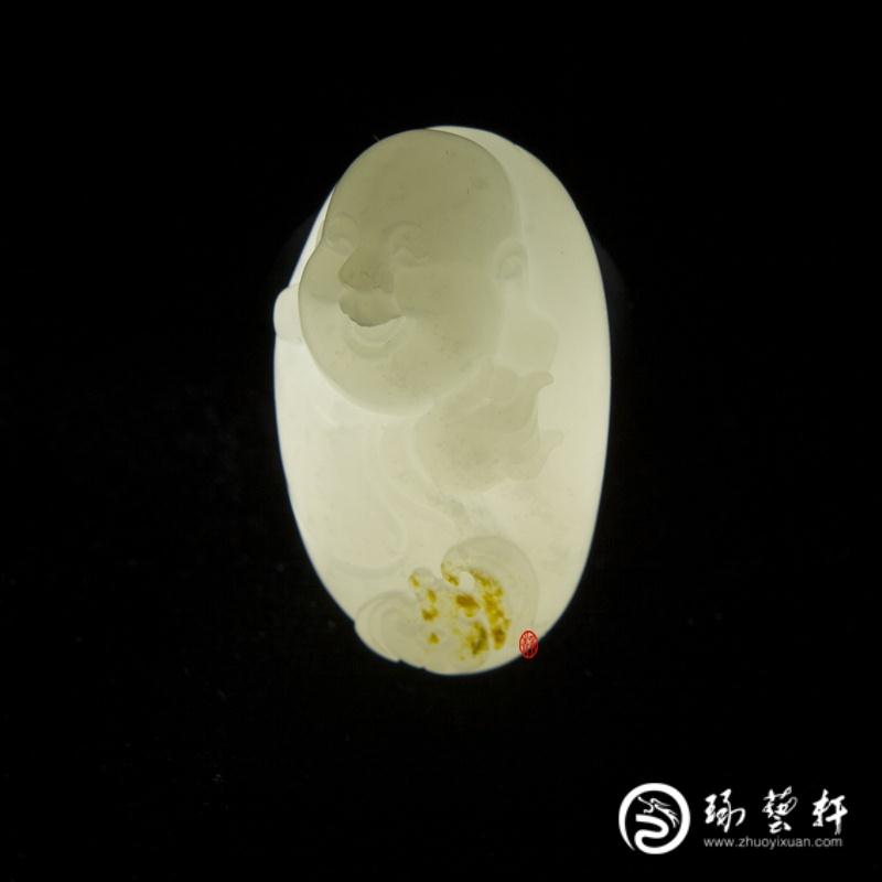【琢藝軒】新疆和田玉紅皮羊脂白玉籽玉 彌勒佛