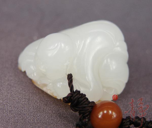 【琢藝軒】新疆和田玉黃皮白玉籽玉掛件 童子 13克