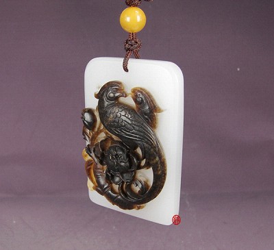 【琢藝軒】神工獎最佳創(chuàng)意作品新疆羊脂白玉玉牌 富貴長壽 65克