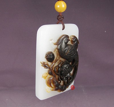 【琢藝軒】神工獎最佳創(chuàng)意作品新疆羊脂白玉玉牌 富貴長壽 65克