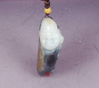 【琢藝軒】新疆和田玉黑白籽玉把件 佛 59克