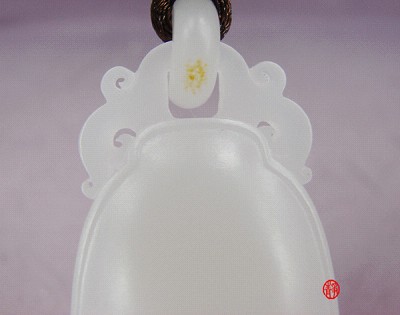 【琢藝軒】新疆和田玉灑金皮羊脂白玉籽玉玉牌 平安無(wú)事牌 45克