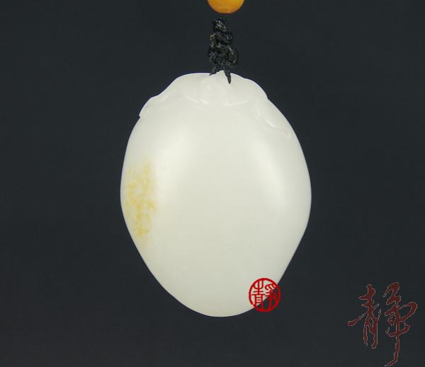 【琢藝軒】新疆和田玉黃皮一級白玉籽玉掛件 彌勒佛 24克